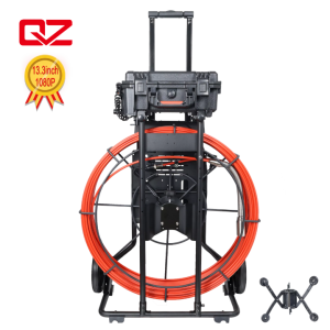 QY6698 13.3" 39mm Camera 9mm 130M Flexible Big Push Rod Pipe Inspection System for Drains and Plumbing Lines